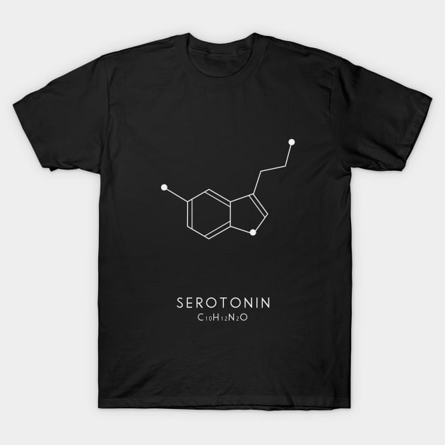 Serotonin Molecular Structure - Black T-Shirt by typelab